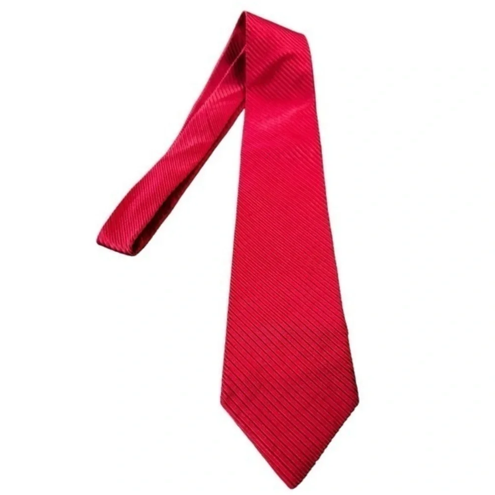 NAUTICA Red Silk Tie Men’s Dress Casual Diagonal Ribbed 100% Silk